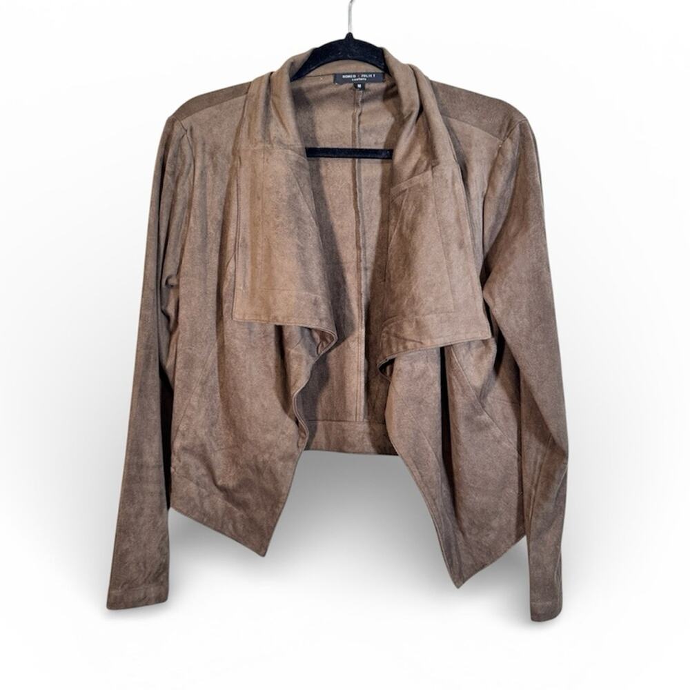 Romeo Juliet Brown Faux Suede Waterfall Bomber Jacket Womens M Fall Classic